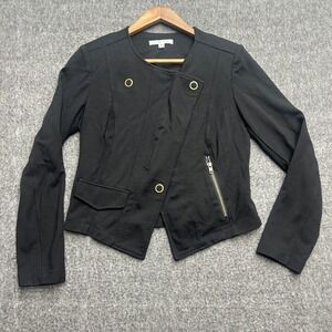 CAbi Jacket Asymmetrical Zip Moto Small Ponte Knit Black Career Casual Mob